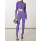 Purple Lyocell Skinny Pants