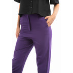 Purple Polyester Casual Pants