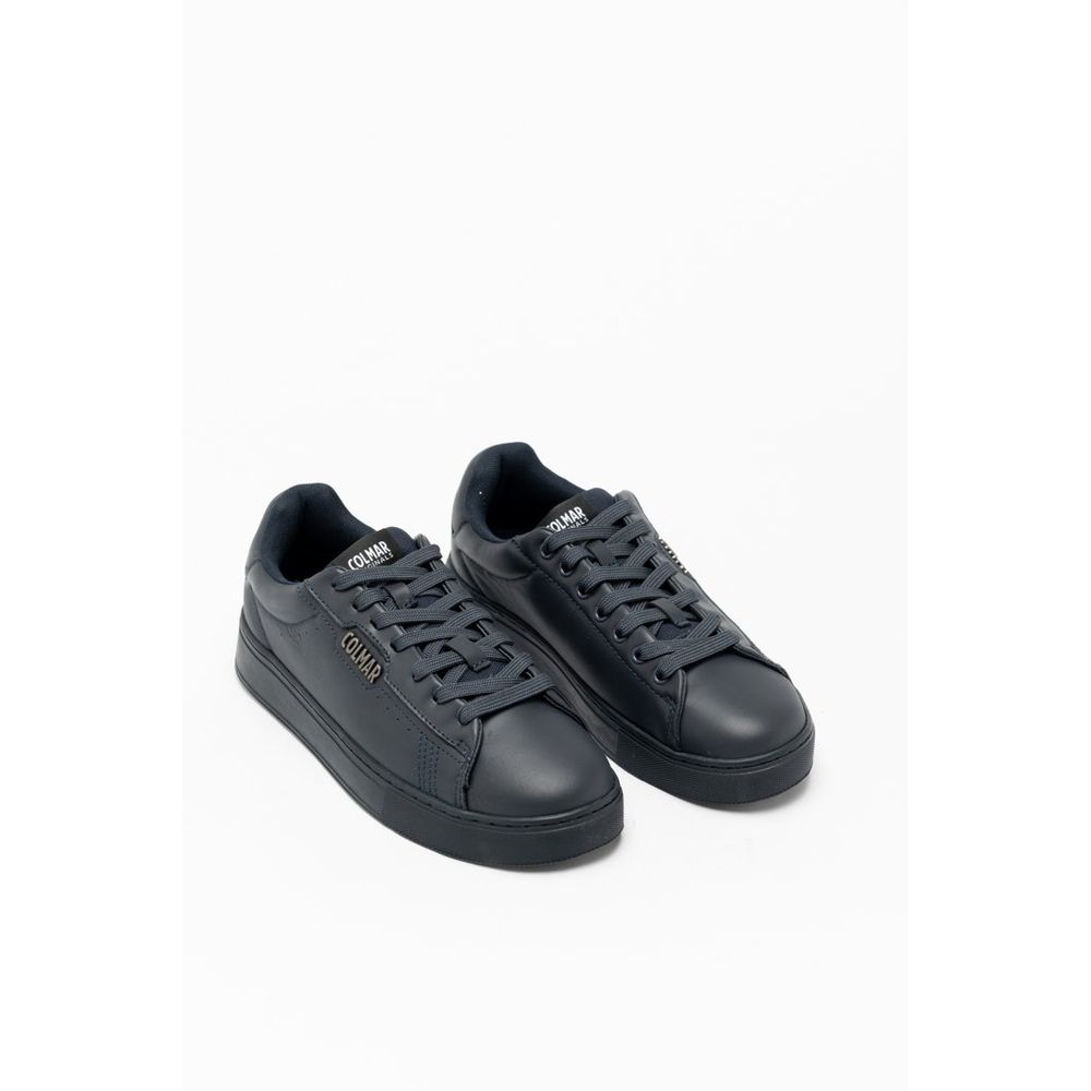 Blue Leather Low Top Sneakers