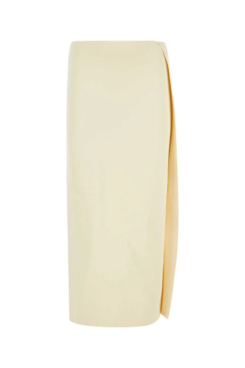 White Viscose Midi Skirt