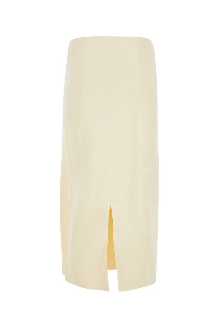White Viscose Midi Skirt