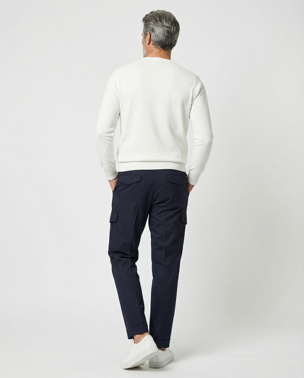 Navy Blue Polyamide Cargo Pants