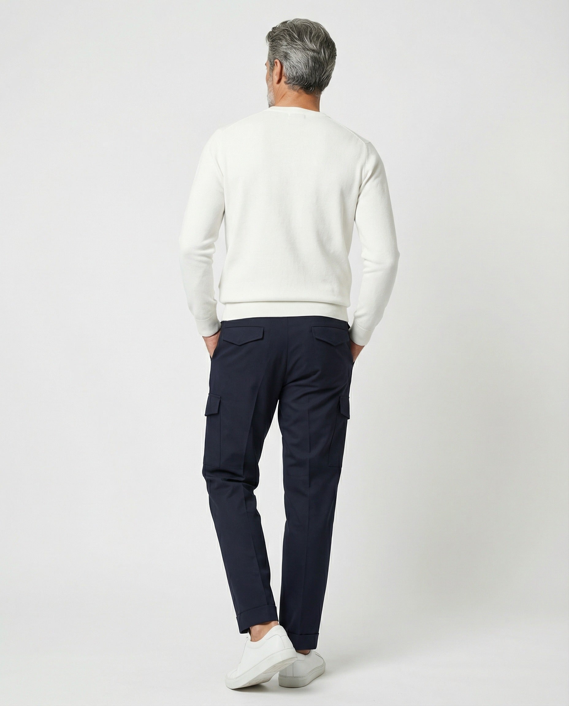 Navy Blue Polyamide Cargo Pants