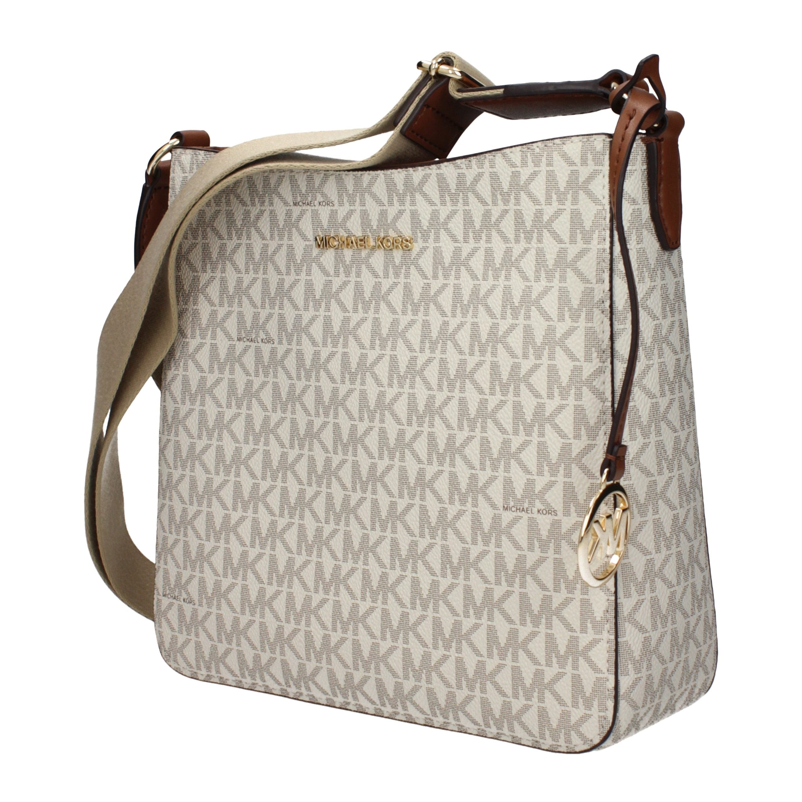 Beige Fabric Crossbody Bag