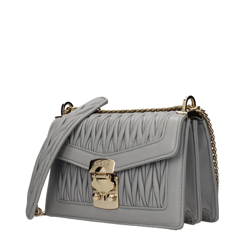 Gray Leather Crossbody Bag