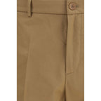 Beige Cotton Casual Pants