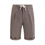 Brown Linen Bermuda Shorts