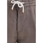 Brown Linen Bermuda Shorts