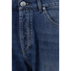 Blue Cotton Straight-Leg Jeans