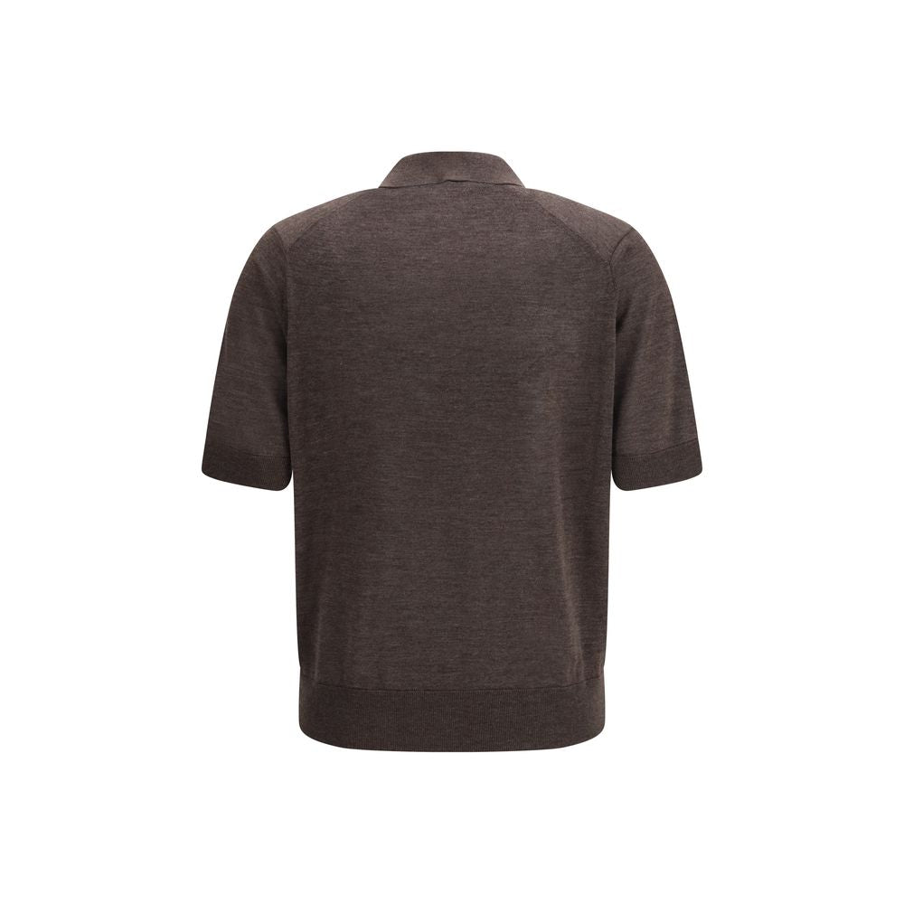 Brown Cashmere Polo Shirt