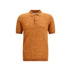 Orange Linen Polo Shirt
