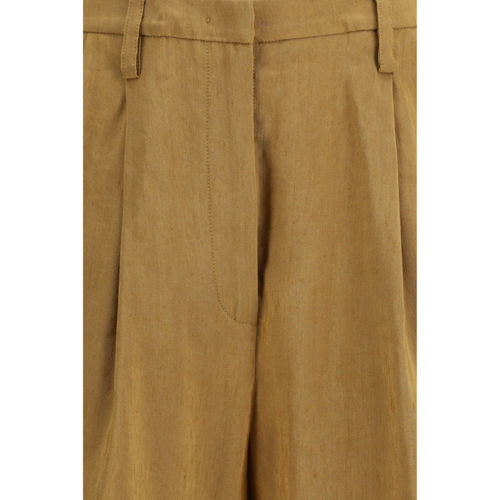 Beige Linen Bermuda Shorts