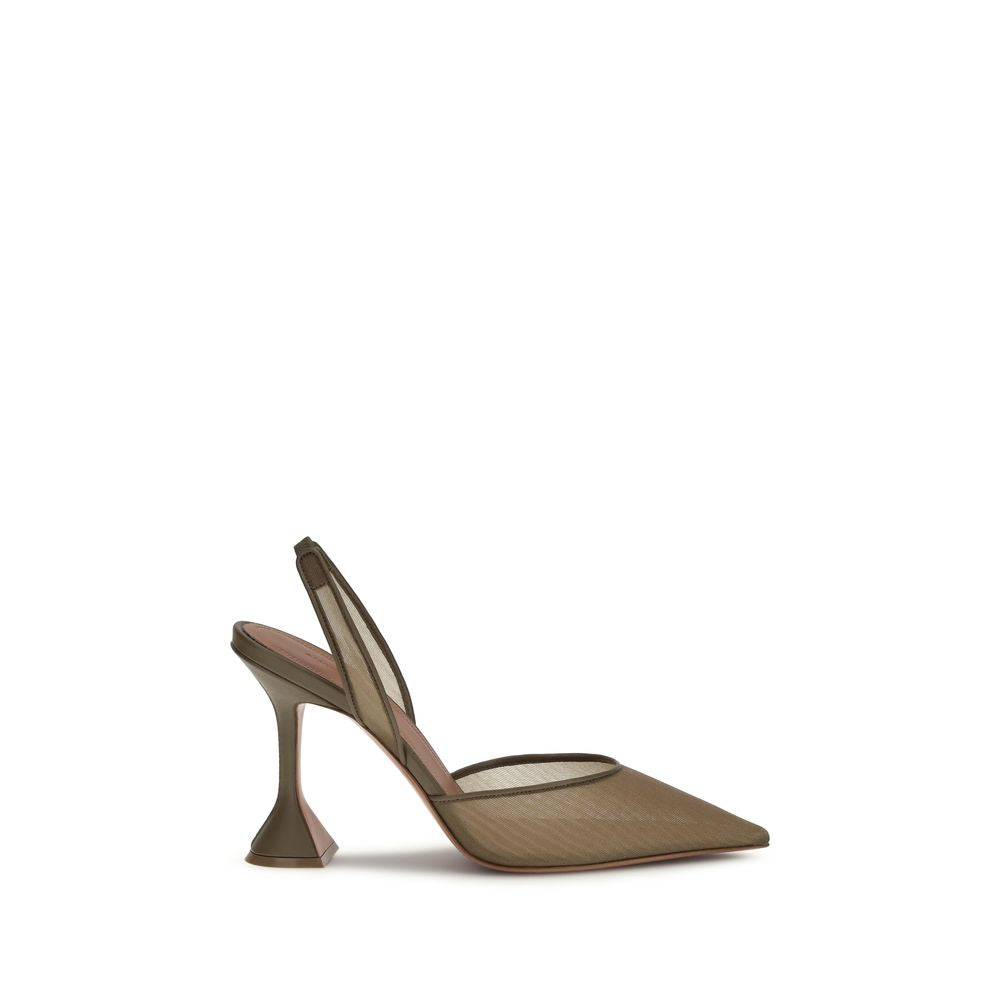 Brown Fabric Platform Pumps