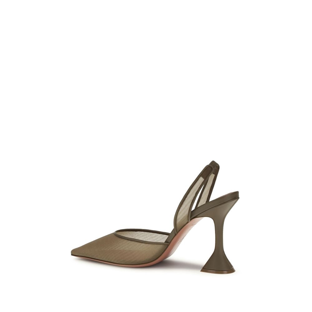 Brown Fabric Platform Pumps