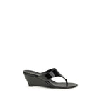 Black Calf Leather Bos Taurus Wedge Sandals