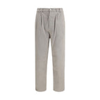 Brown Cotton Casual Pants