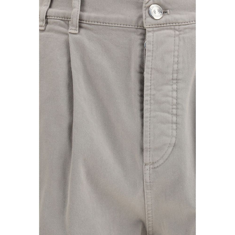 Brown Cotton Casual Pants