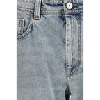 Blue Cotton Straight-Leg Jeans