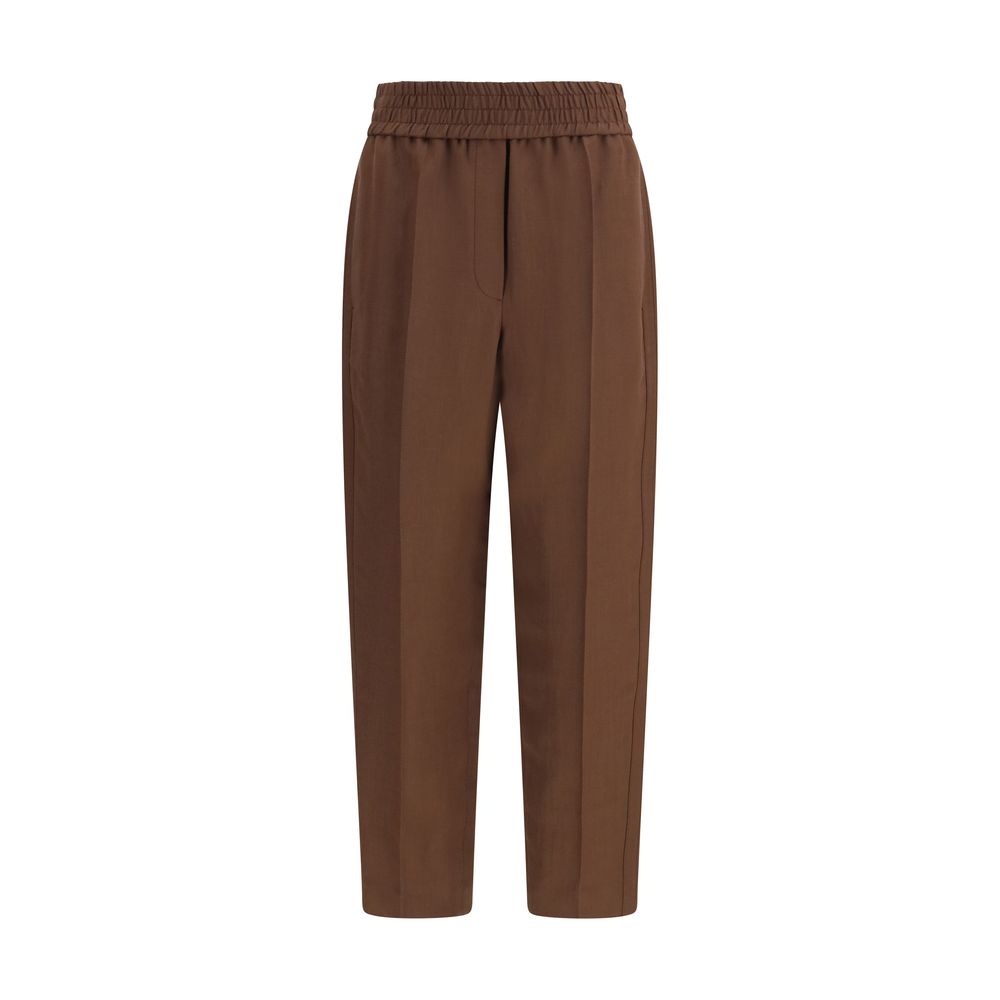 Brown Viscose Casual Pants