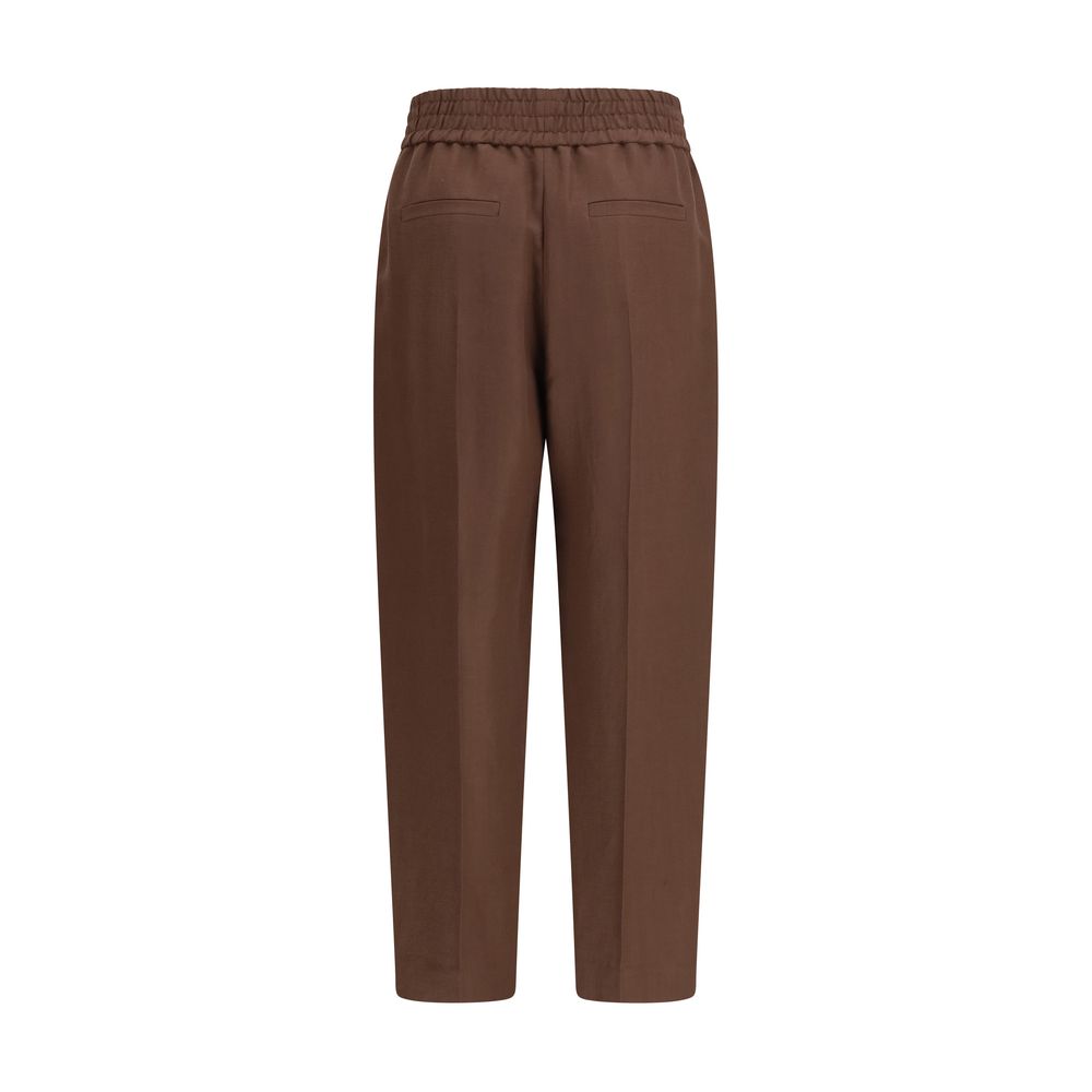 Brown Viscose Casual Pants