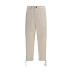 Beige Linen Casual Pants