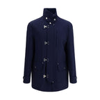 Blue Cotton Full-Length Jacket