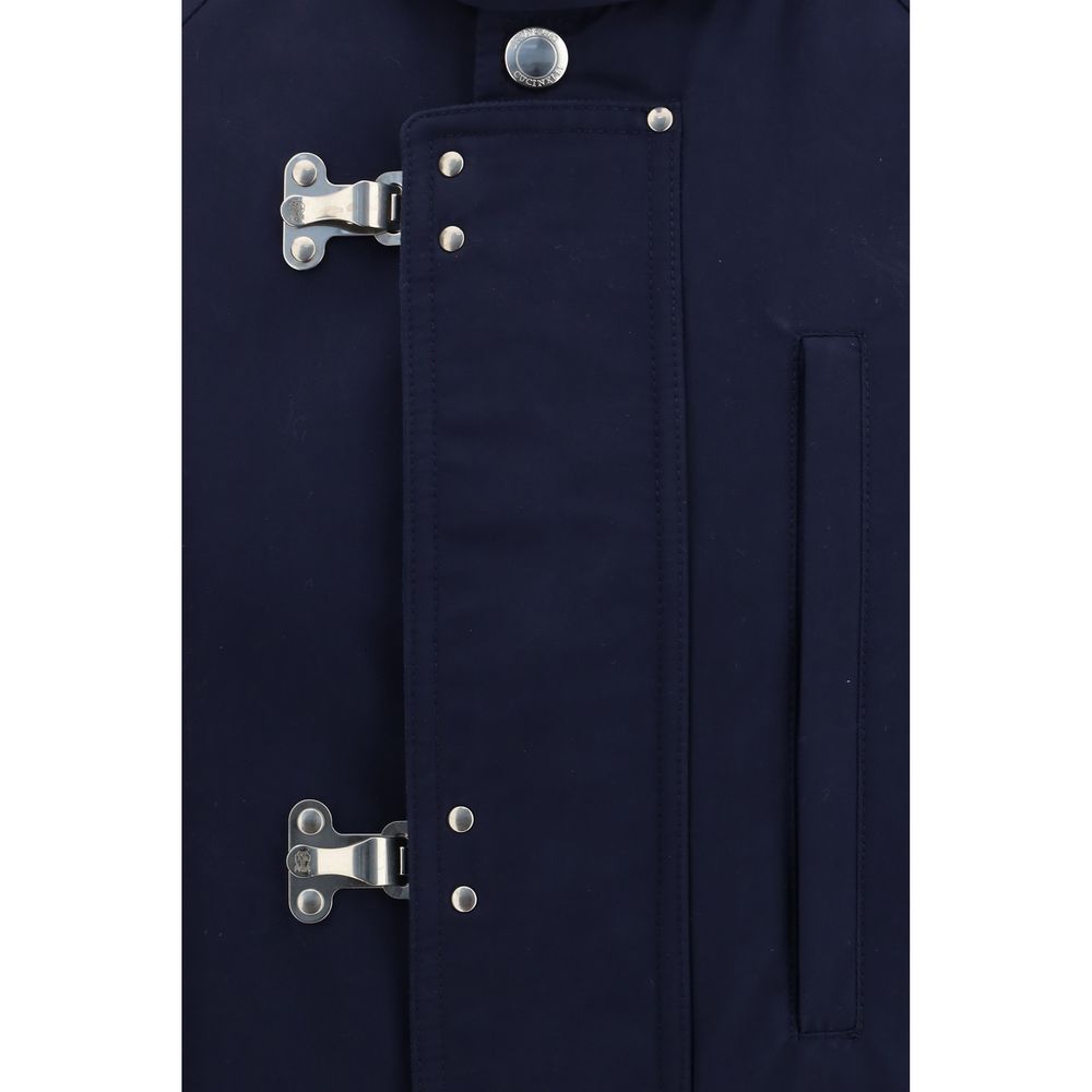 Blue Cotton Full-Length Jacket