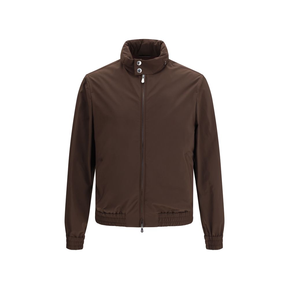 Brown Polyamide Full-Length Jacket