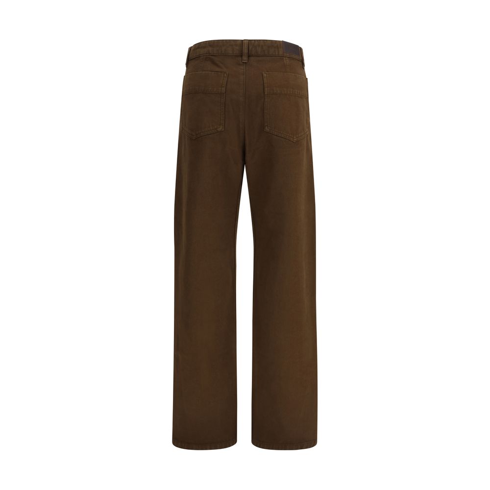 Brown Cotton Casual Pants