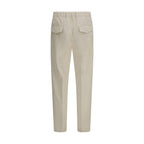 Beige Cotton Casual Pants