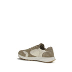 Beige Calf Leather Bos Taurus Athletic Sneakers