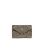 Gray Lamb Leather Shoulder Bag