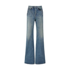 Blue Cotton Flared Jeans