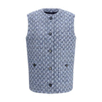 Blue Cotton Sleveless Jacket