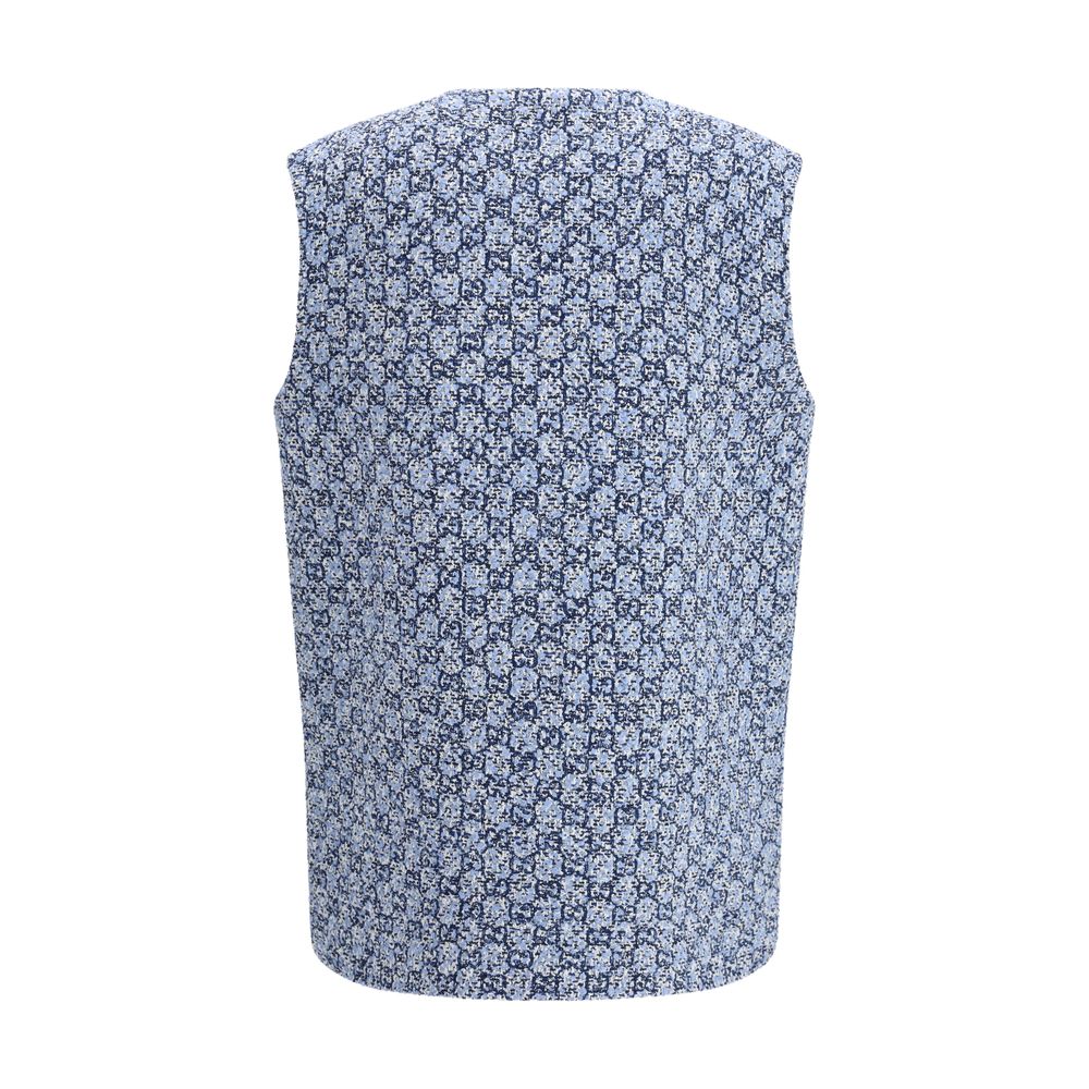 Blue Cotton Sleveless Jacket