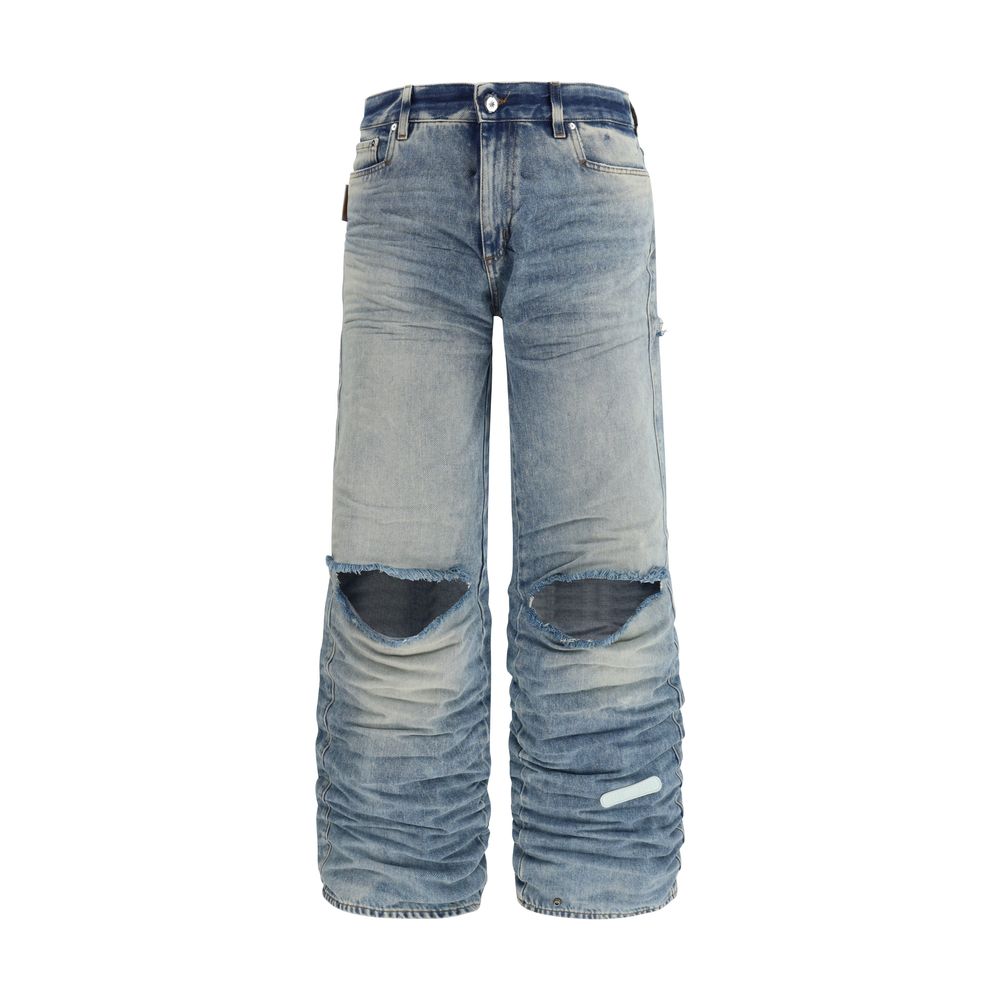 Blue Viscose Relaxed Fit Jeans