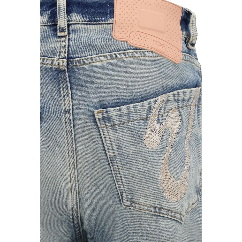Blue Viscose Relaxed Fit Jeans