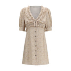 Beige Silk Casual Dress