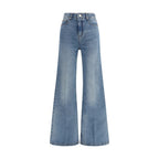 Blue Cotton Flared Jeans