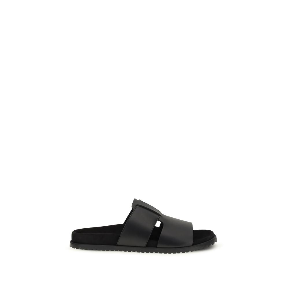 Black Calf Leather Bos Taurus Sandals