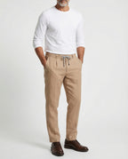 Beige Linen Casual Pants