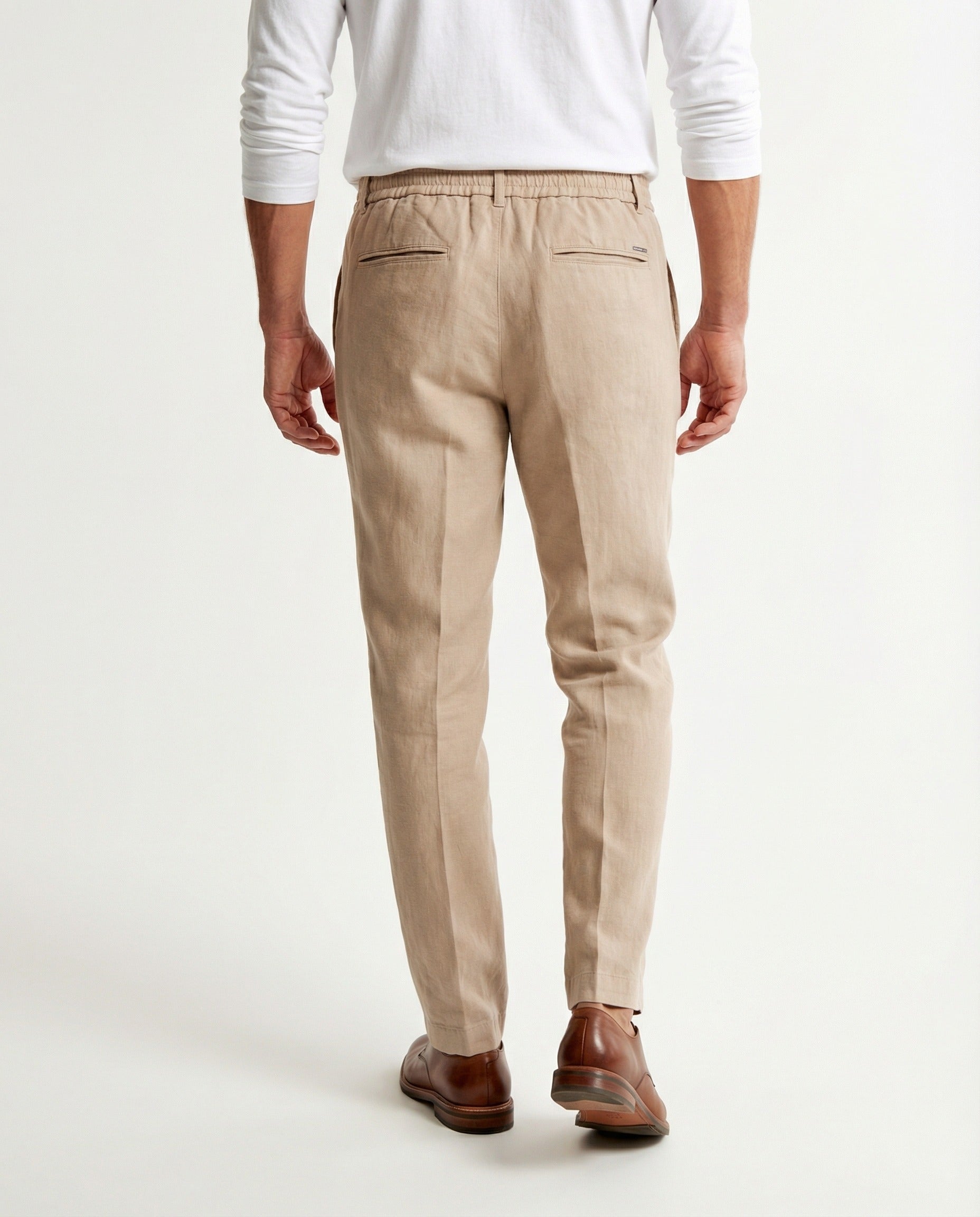 Beige Linen Casual Pants