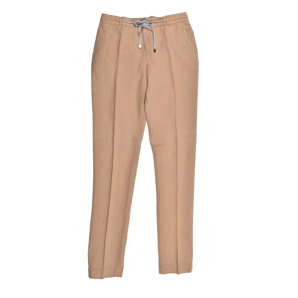Beige Linen Casual Pants