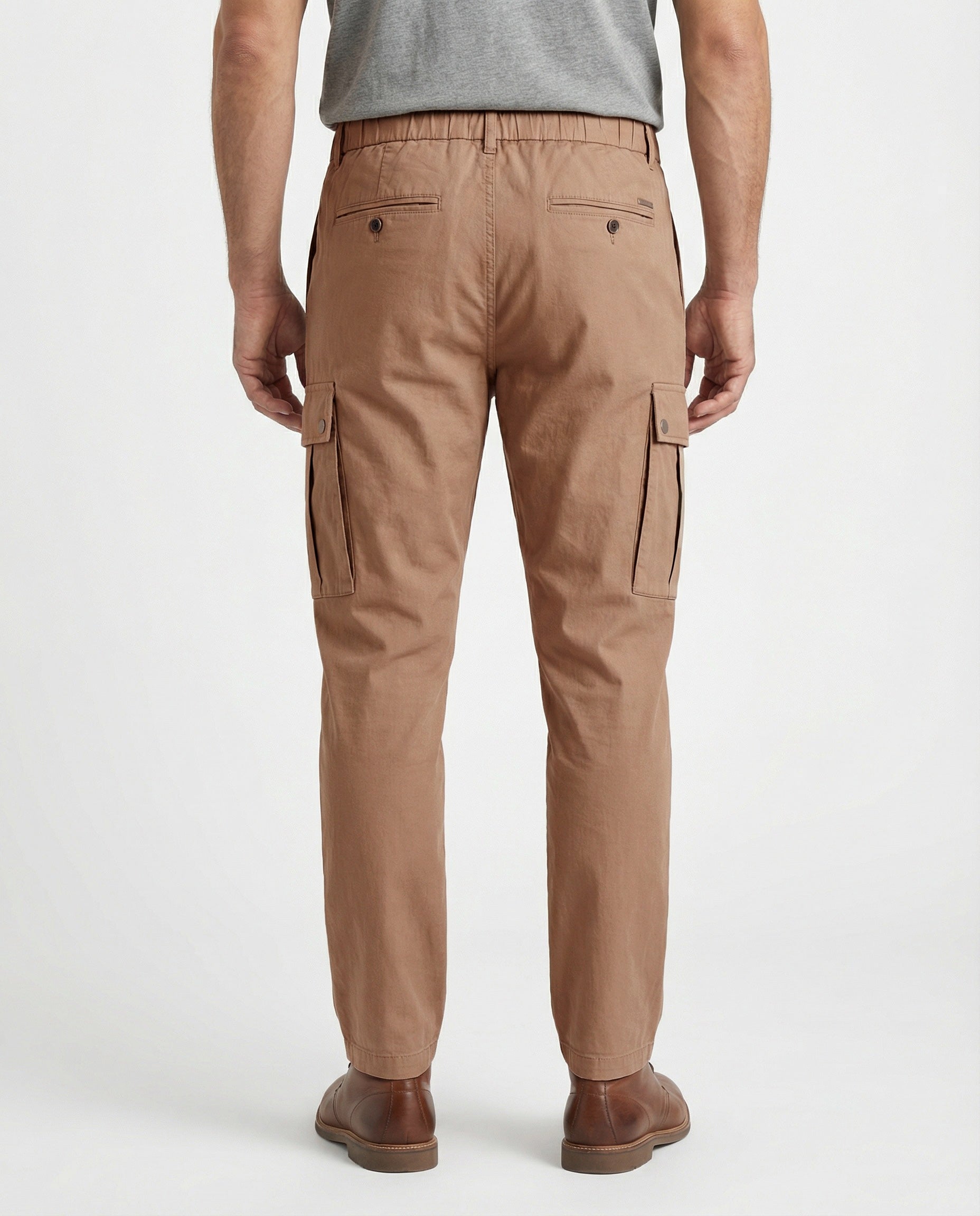 Beige Cotton Cargo Pants