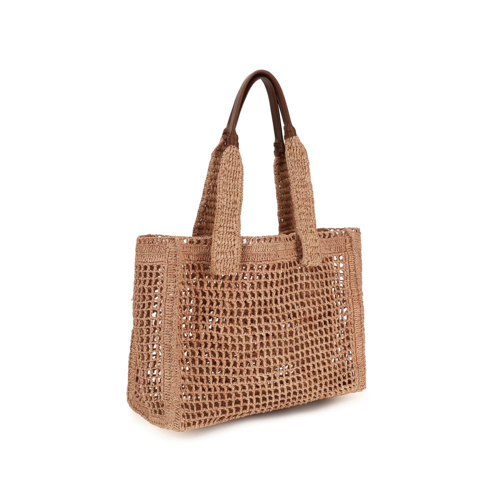 Beige Raffia Shoulder Bag