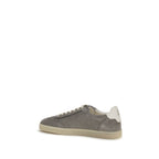 Gray Calf Leather Bos Taurus Low Top Sneakers