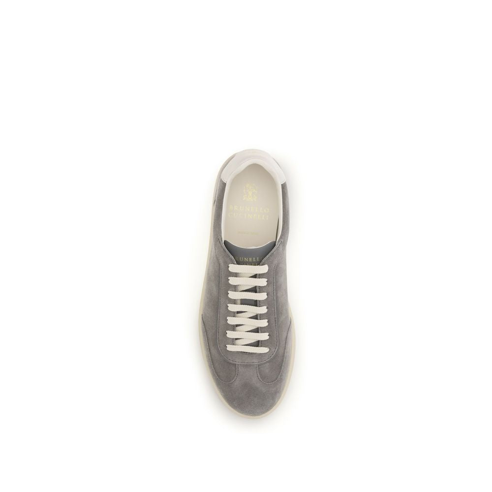 Gray Calf Leather Bos Taurus Low Top Sneakers