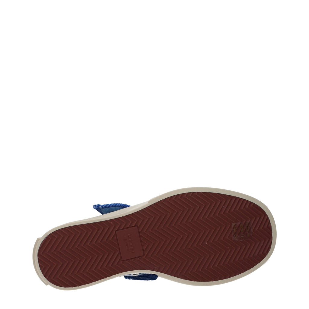 Blue Fabric Low Top Sneakers