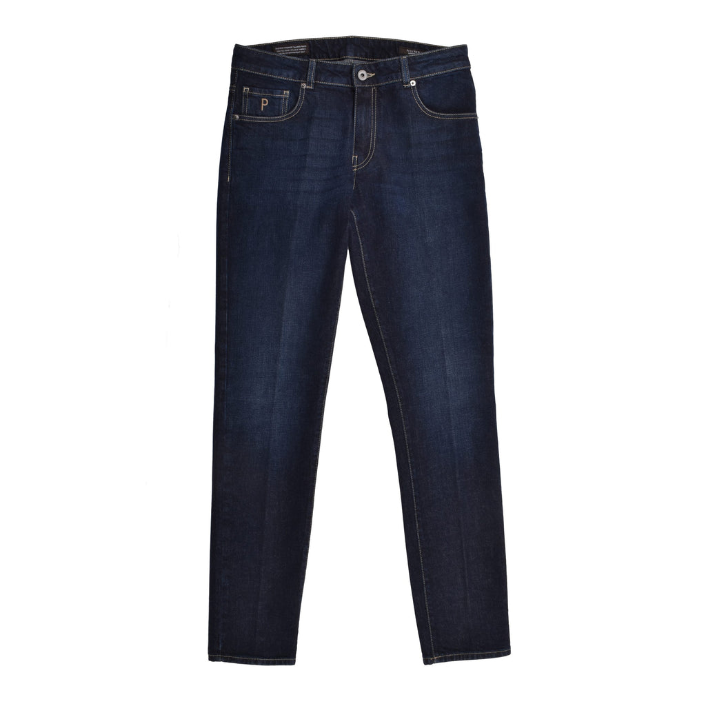 Navy Blue Cotton Straight-Leg Jeans