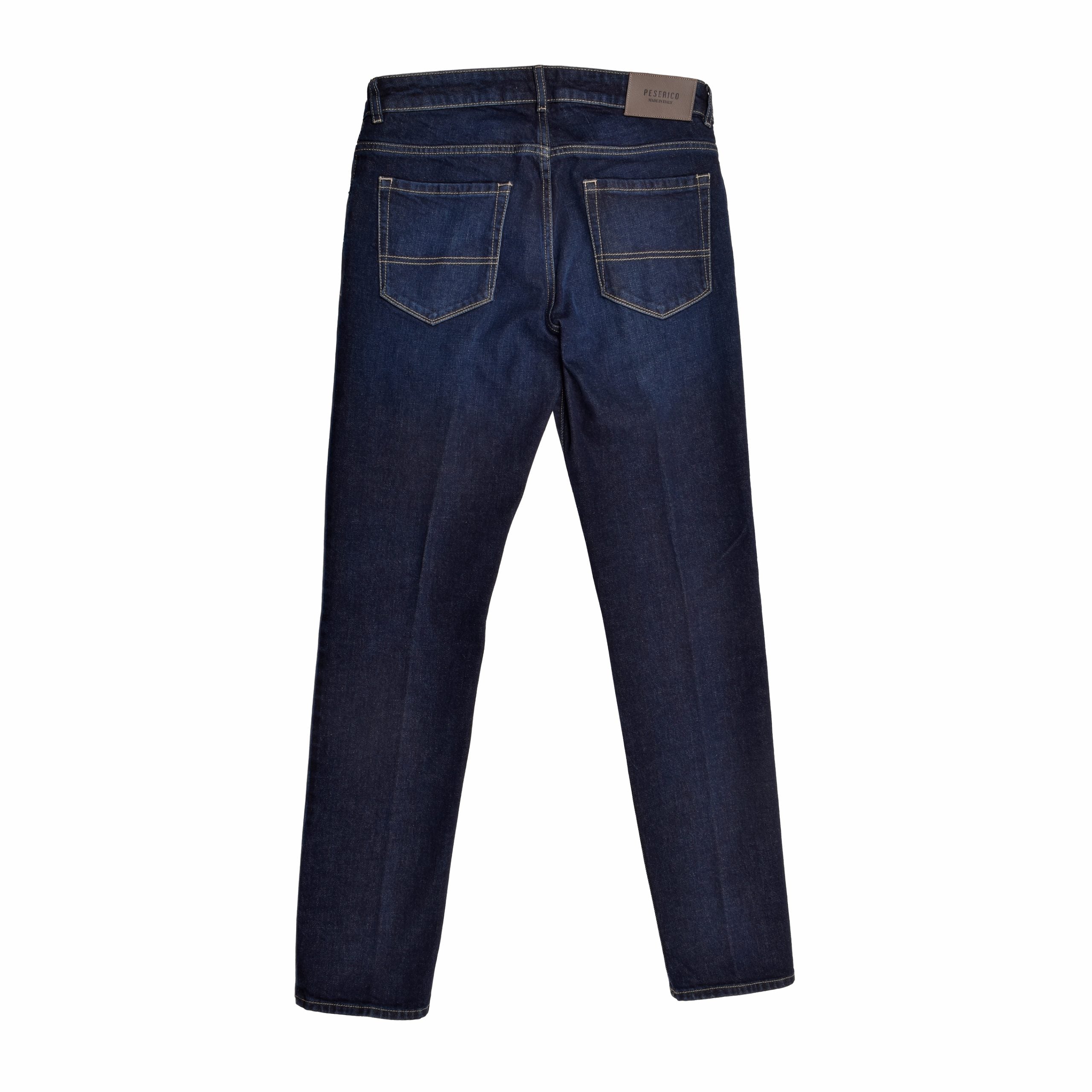 Navy Blue Cotton Straight-Leg Jeans